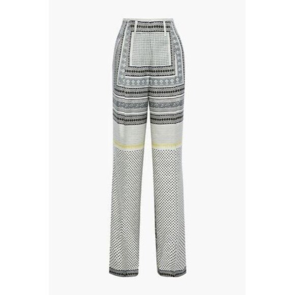ETRO 100% Silk Wide Leg High Rise Aztec Ivory Gray Bandana IT 42/US 6 NWT $1990 - Picture 1 of 12